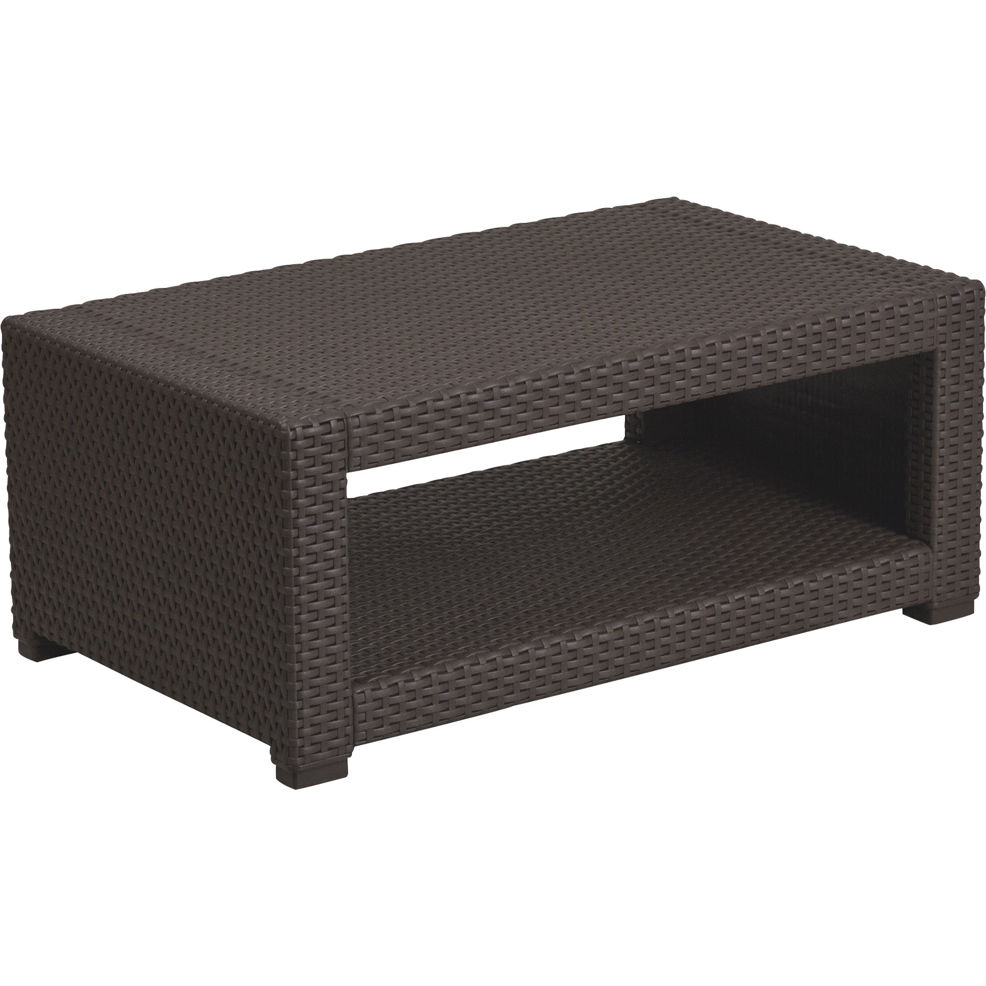 Flash Furniture Plastic Rattan Patio Coffee Table, Chocolate Brown, 36.5in.W x 22in.D x 15in.H, Model# DADSF1R